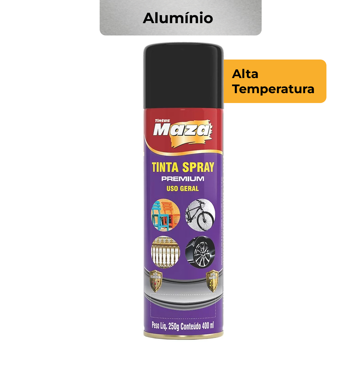 SPRAY ALTA TEMPERATURA 600.C ALUMINIO 250G MAZA