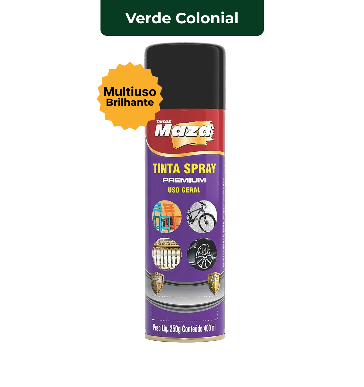SPRAY BRILHANTE VERDE COLONIAL 250G MAZA