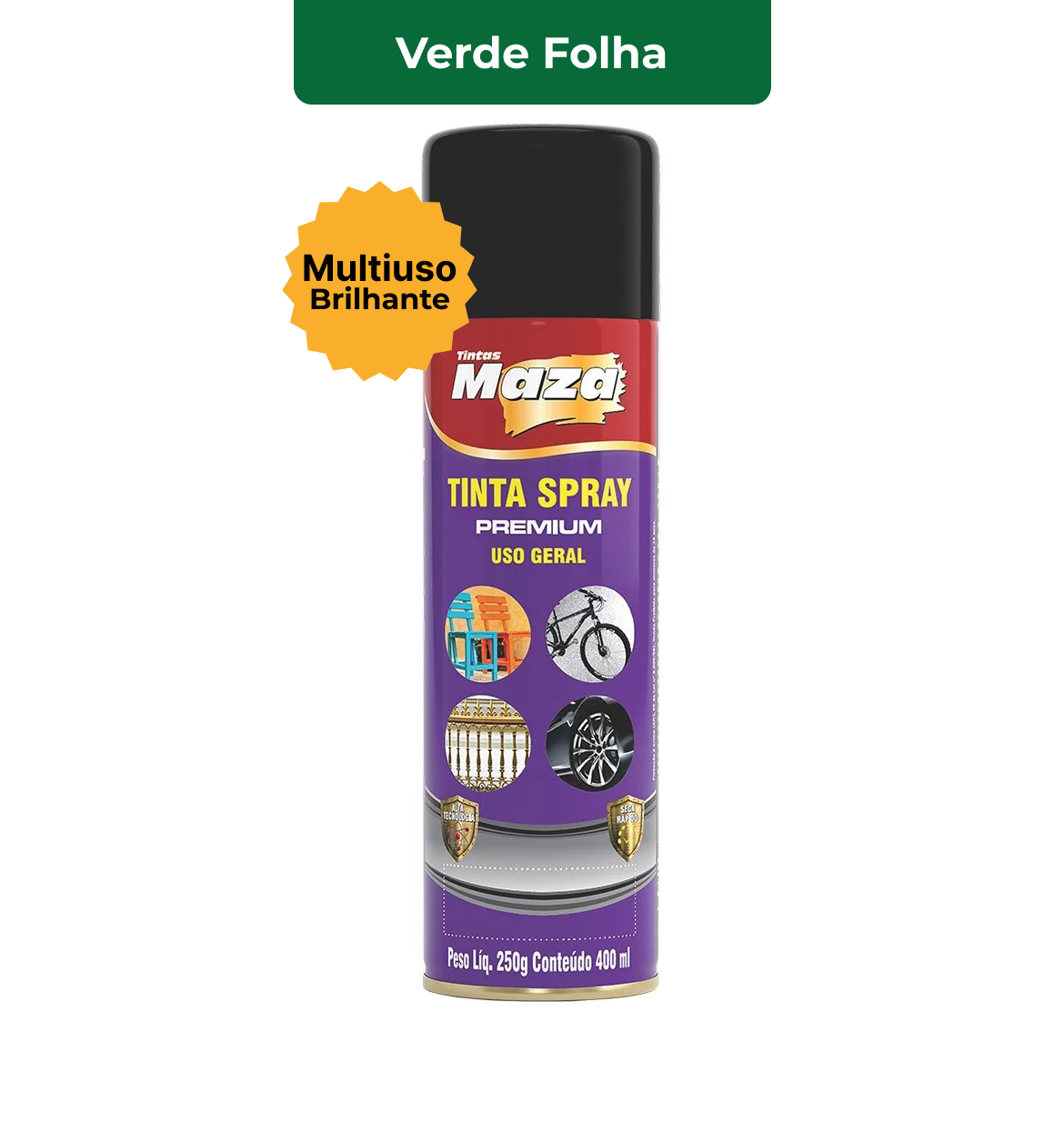 SPRAY BRILHANTE VERDE FOLHA 250G MAZA