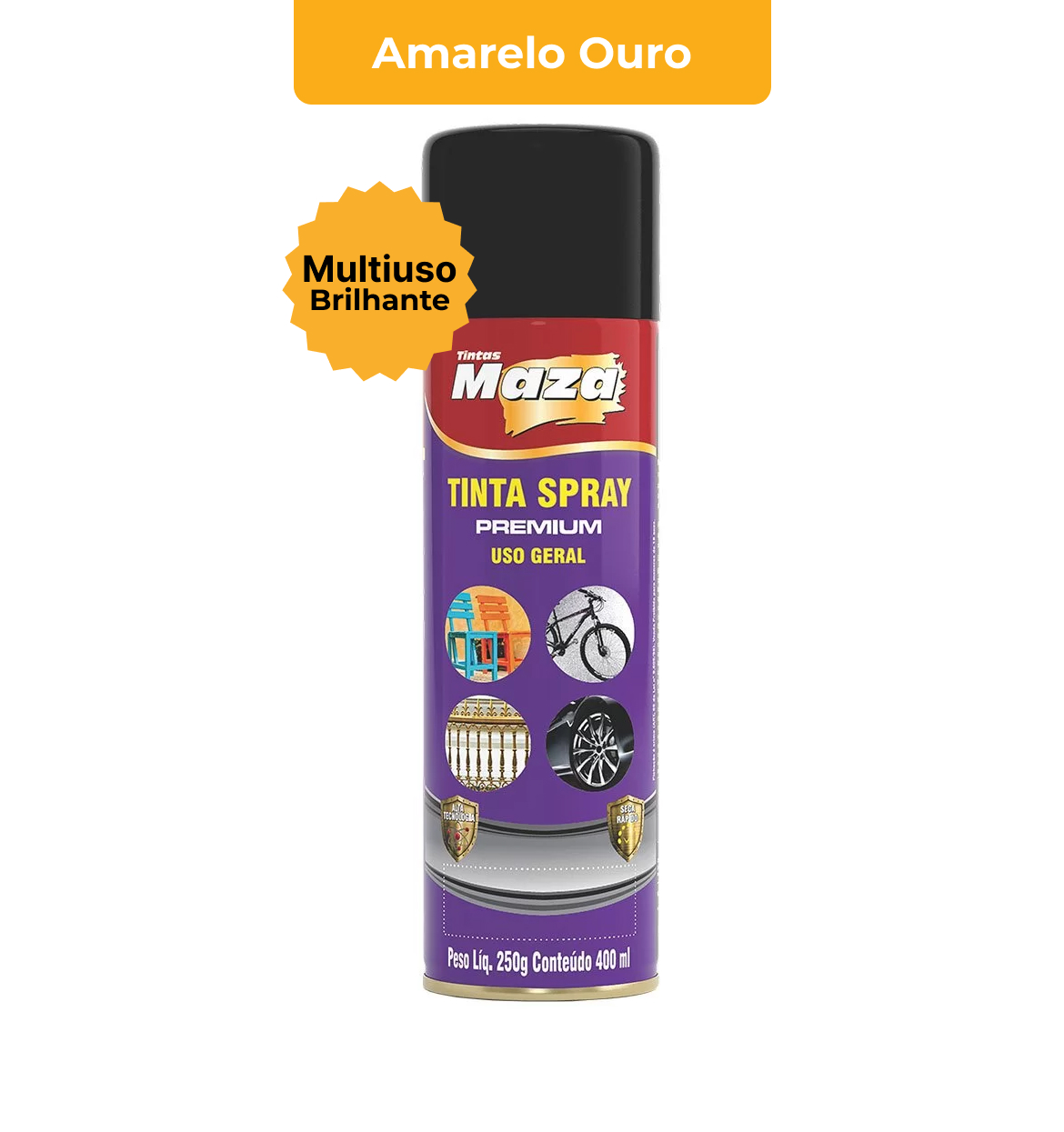 SPRAY BRILHANTE amarelo ouro 250G MAZA
