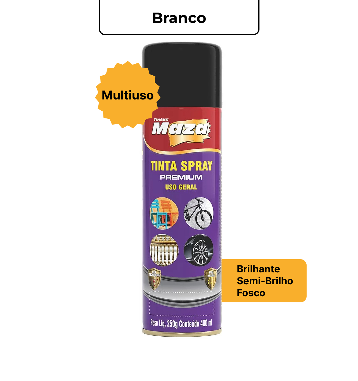 SPRAY BRILHANTE branco 250G MAZA