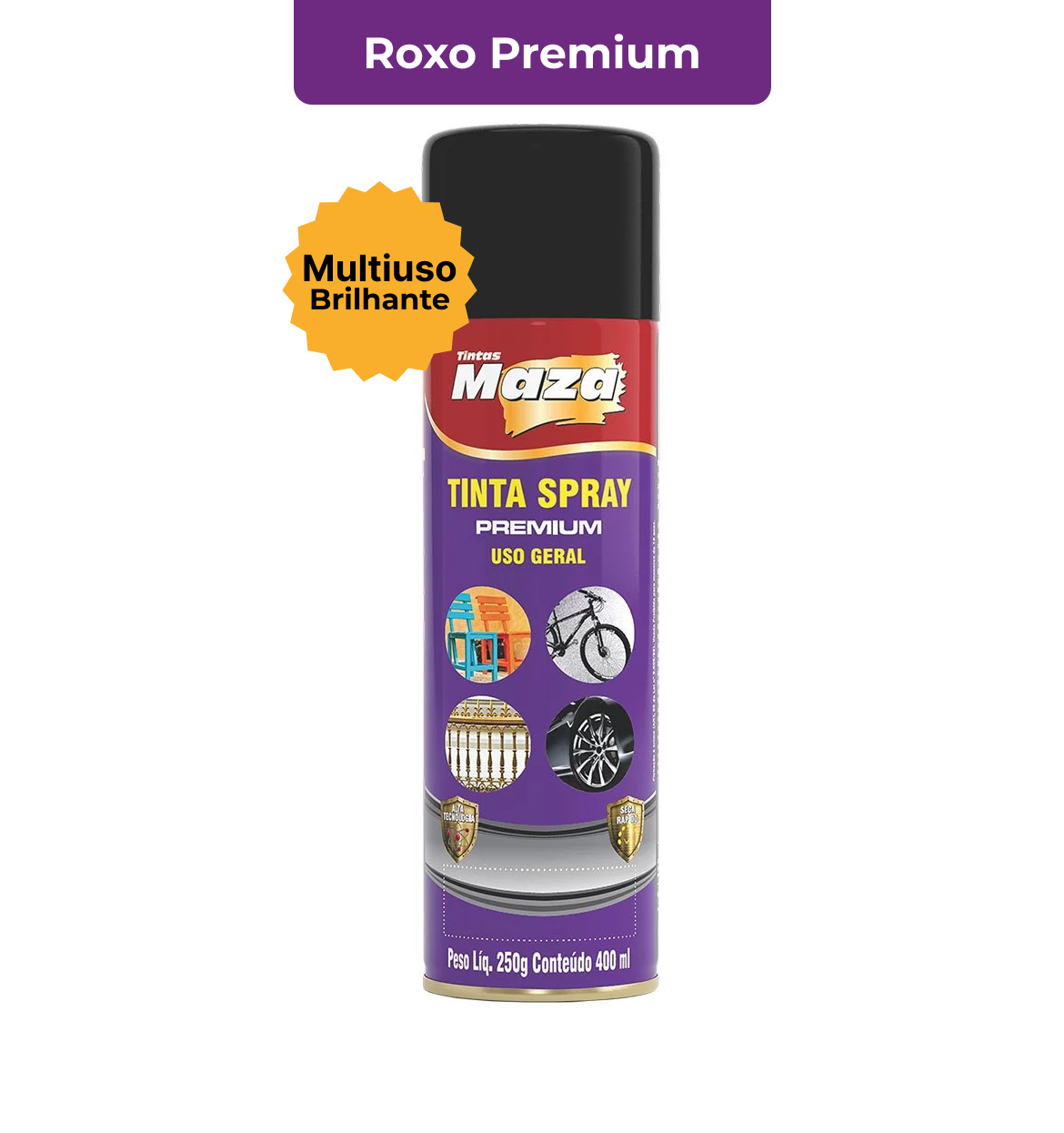 SPRAY BRILHANTE roxo premium 250G MAZA