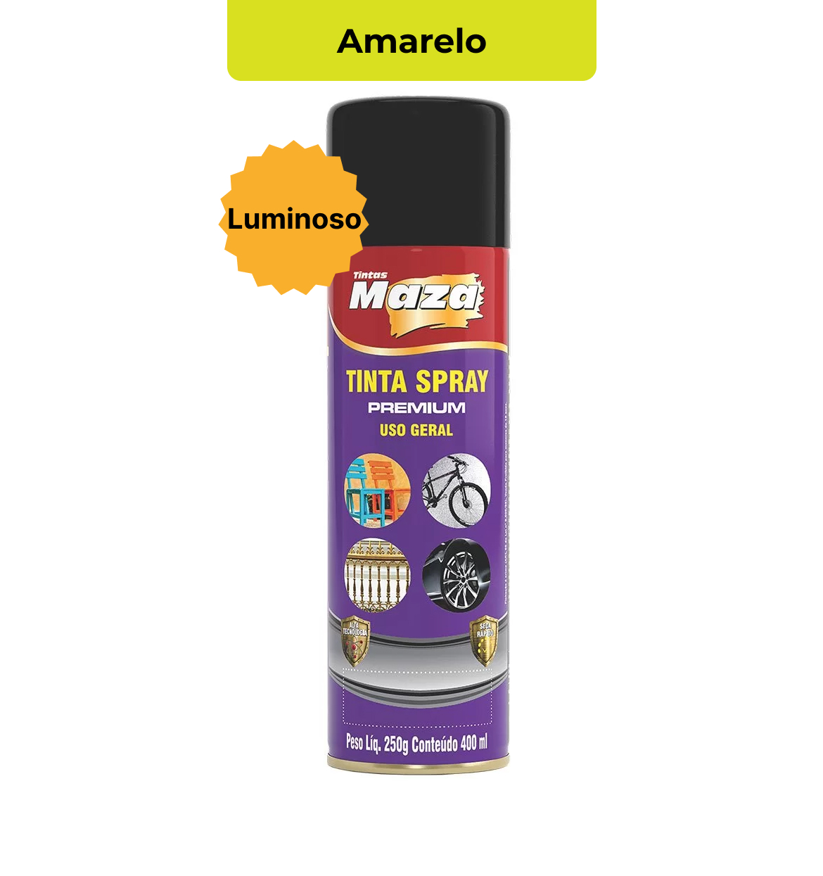 SPRAY LUMINOSO AMARELO250G MAZA