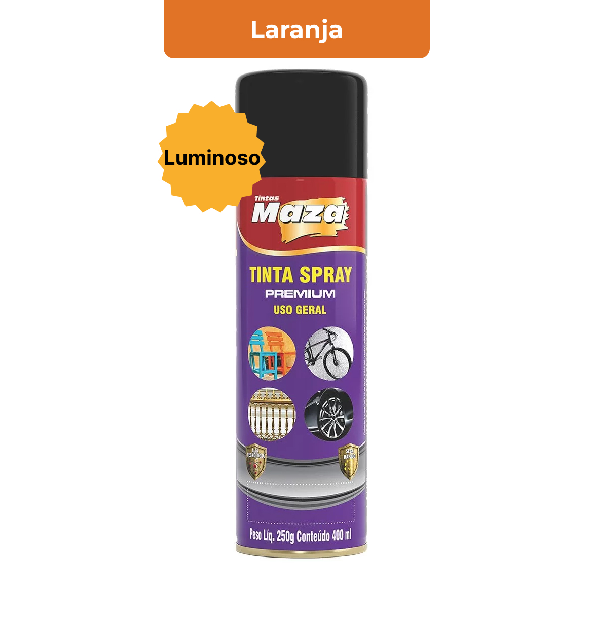 SPRAY LUMINOSO LARANJA 250G MAZA