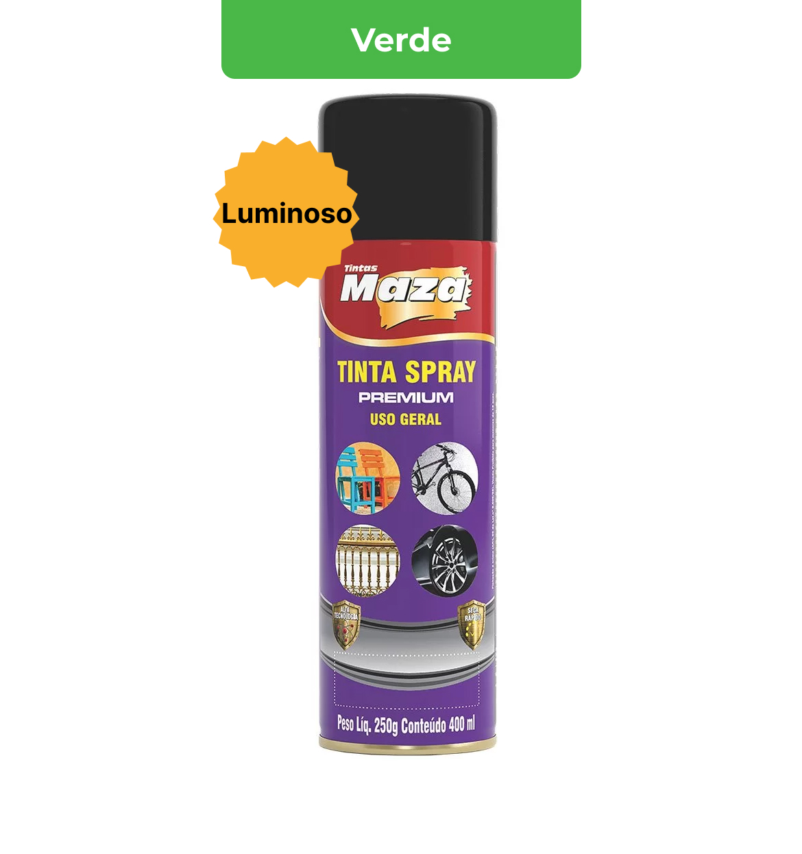 SPRAY LUMINOSO VERDE 250G MAZA