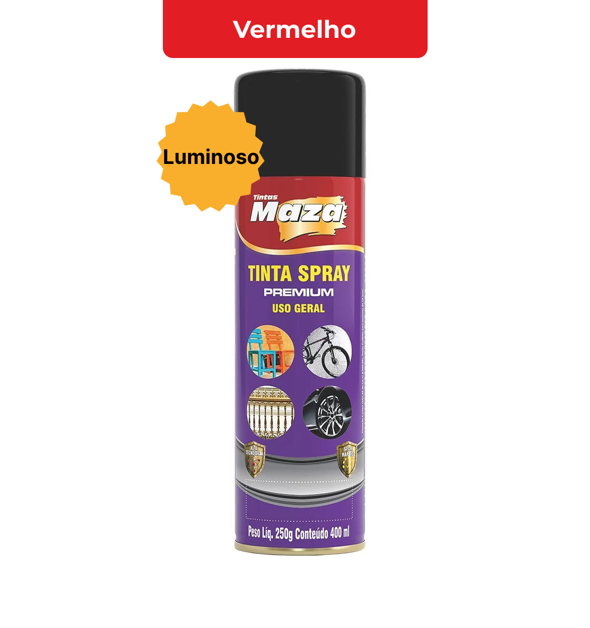 SPRAY LUMINOSO VERMELHO 250G MAZA