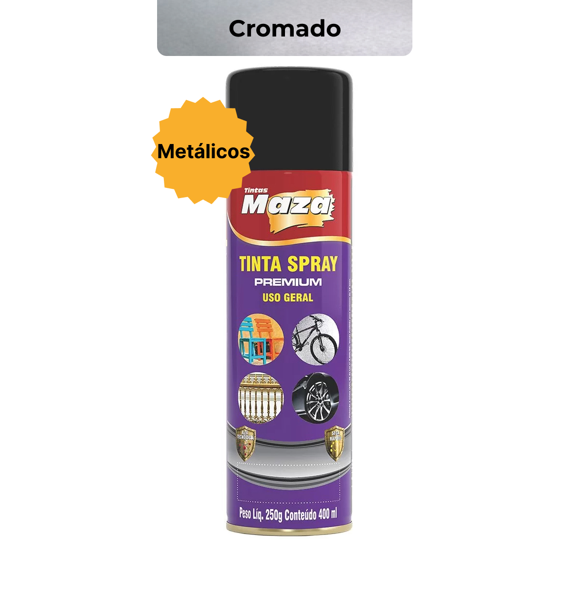 SPRAY METALICO CROMADO 250G MAZA