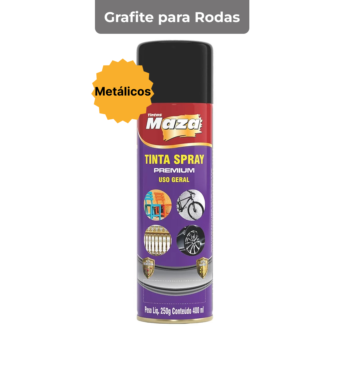 SPRAY METALICO GRAFITE P RODAS 250G MAZA