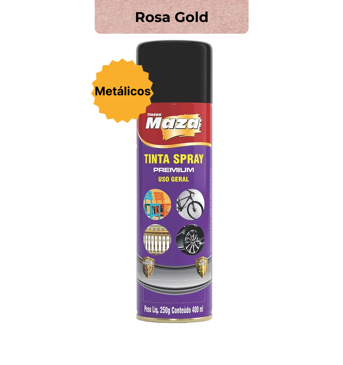 SPRAY METALICO ROSE GOLD 250G MAZA