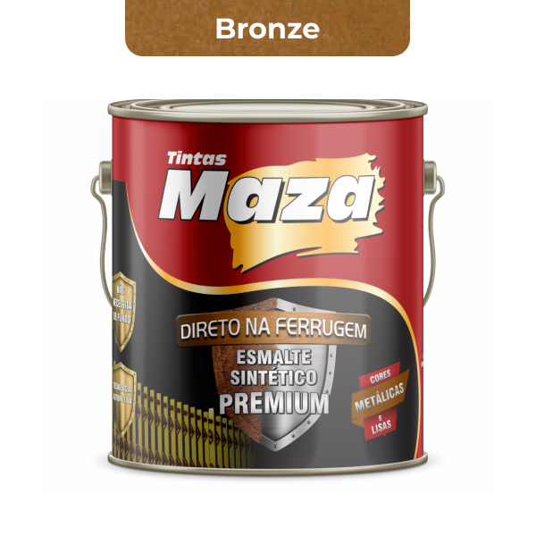 Tinta Esmalte Sintético Direto na Ferrugem Metálico Bronze Maza